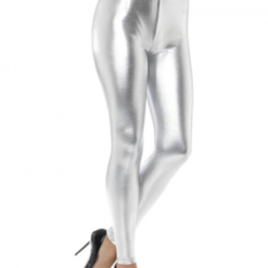 80s Metallic Disco Silver Leggings