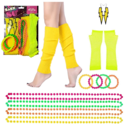 80s Neon Yellow Accessories Set