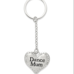 Dance Mum Heart Keyring : Silver