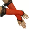 Fishnet Fingerless Gloves Red