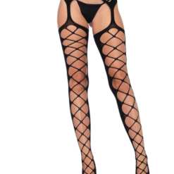 Footed Large Diamond Stockings With Garter
