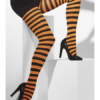 Footed Striped Stockings Black And Orange