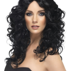 Glamour Long Curly Black Wig