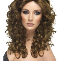 Glamour Long Curly Brown Wig
