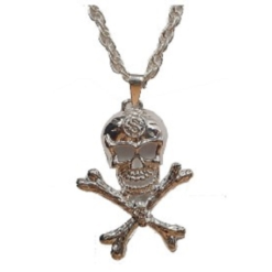 Pirate Skull Necklace Silver Chain