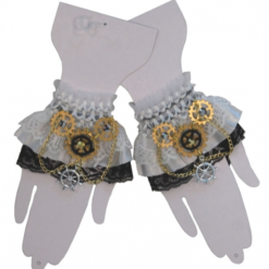 Steampunk Wrist Cuffs White